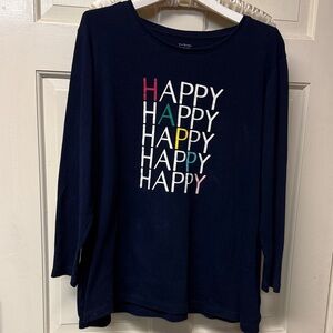 Kim Rogers Perfectly Soft navy blue HAPPY 3/4 sleeve round-neck top size XL EUC